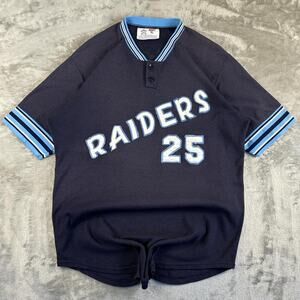 Vintage Raiders Baseball Jersey Mens XL B Lockman 25 Navy Blue